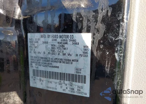 2007 Ford F-150 Stx/Xl/Xlt z USA, uszkodzony, nr VIN 1FTRF12297NA44988